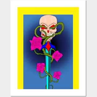 skull roses Posters and Art